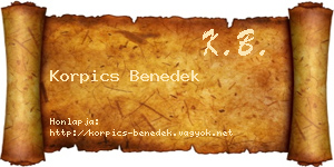 Korpics Benedek névjegykártya
