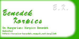 benedek korpics business card